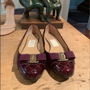 Ferragamo burgundy patent ballet flats.,like new!!!